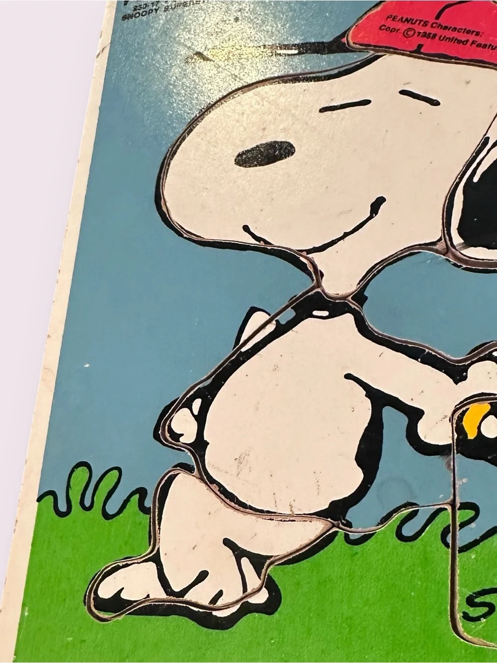Vintage Playskool Schulz Peanuts Snoopy Baseball Wood Cardboard Puzzle
